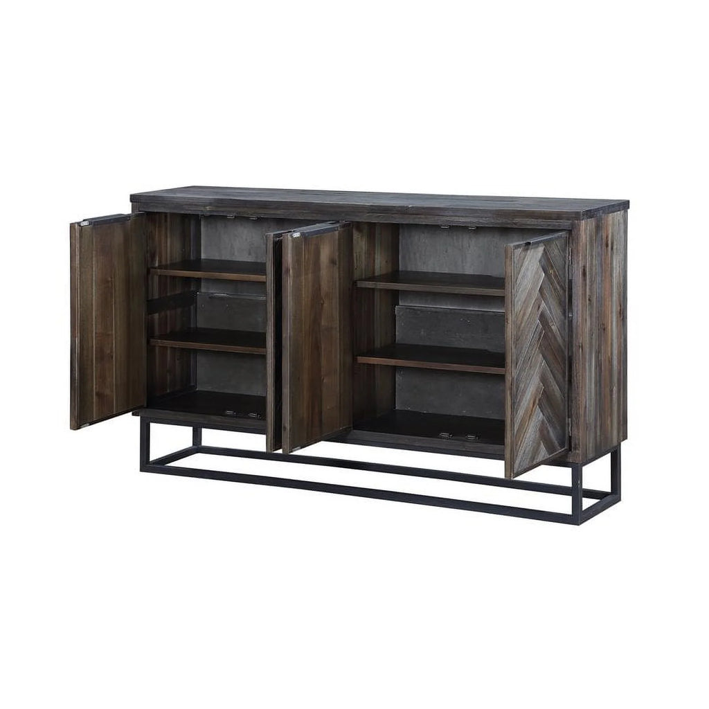 Solid Wood Herringbone 4-Door Credenza X276705