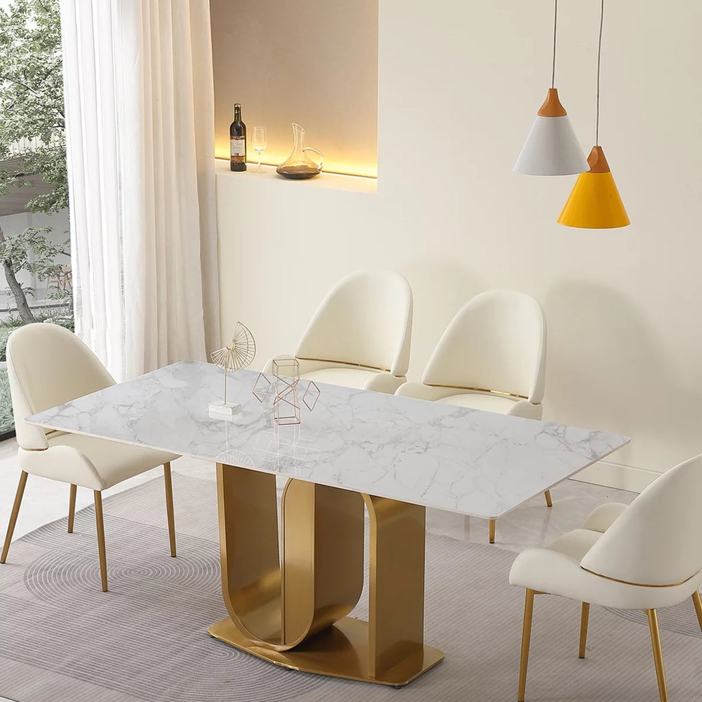 71" Gold Dining Table with Sintered Stone Top P899788