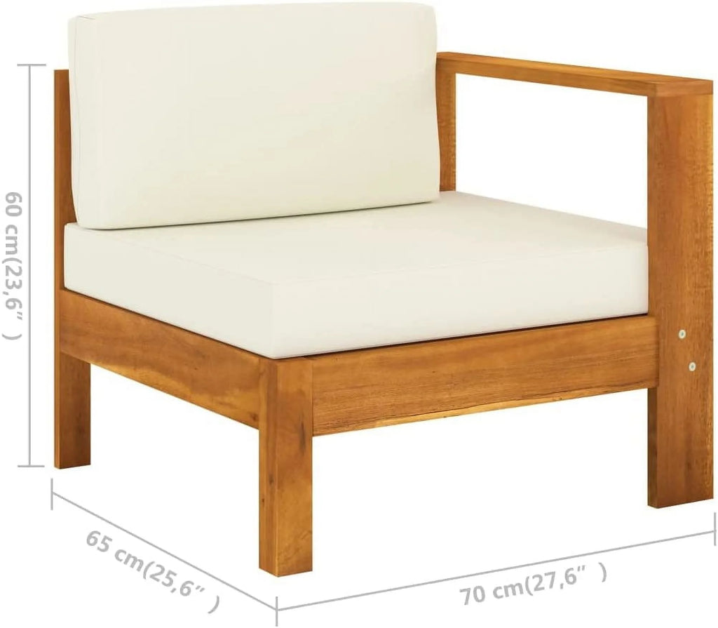 10 Piece Acacia Wood Patio Lounge Set with Cream White Cushions W596