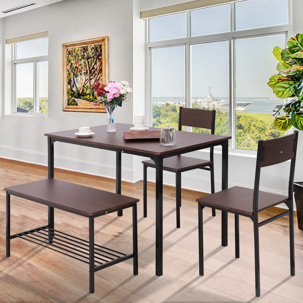 Dining Table Set for 4 with Storage Bench B627