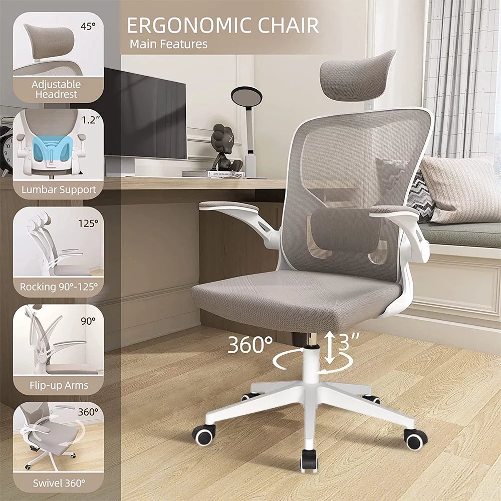 Ergonomic High Back Office Chair with Adjustable Headrest Lumbar Armrest V57005