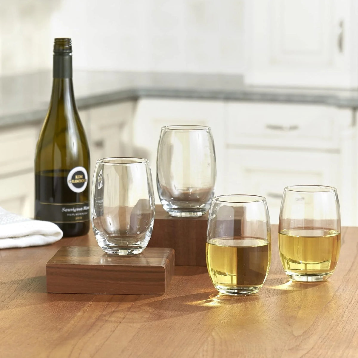Stemless Wine Glasses Set Of 4, 15.5 Ounce C382