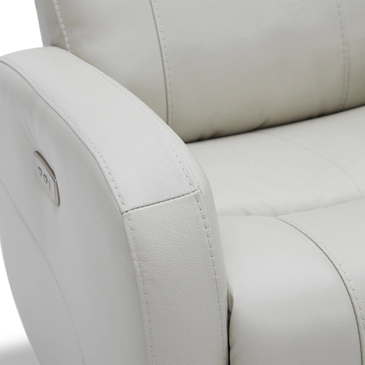 White Leather Power Swivel Glider Recliner L65696