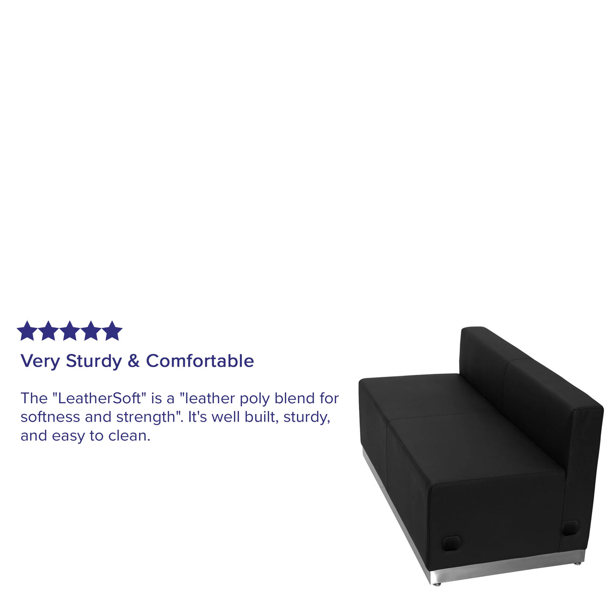 Black LeatherSoft Loveseat with Brushed Stainless Steel Base X44772