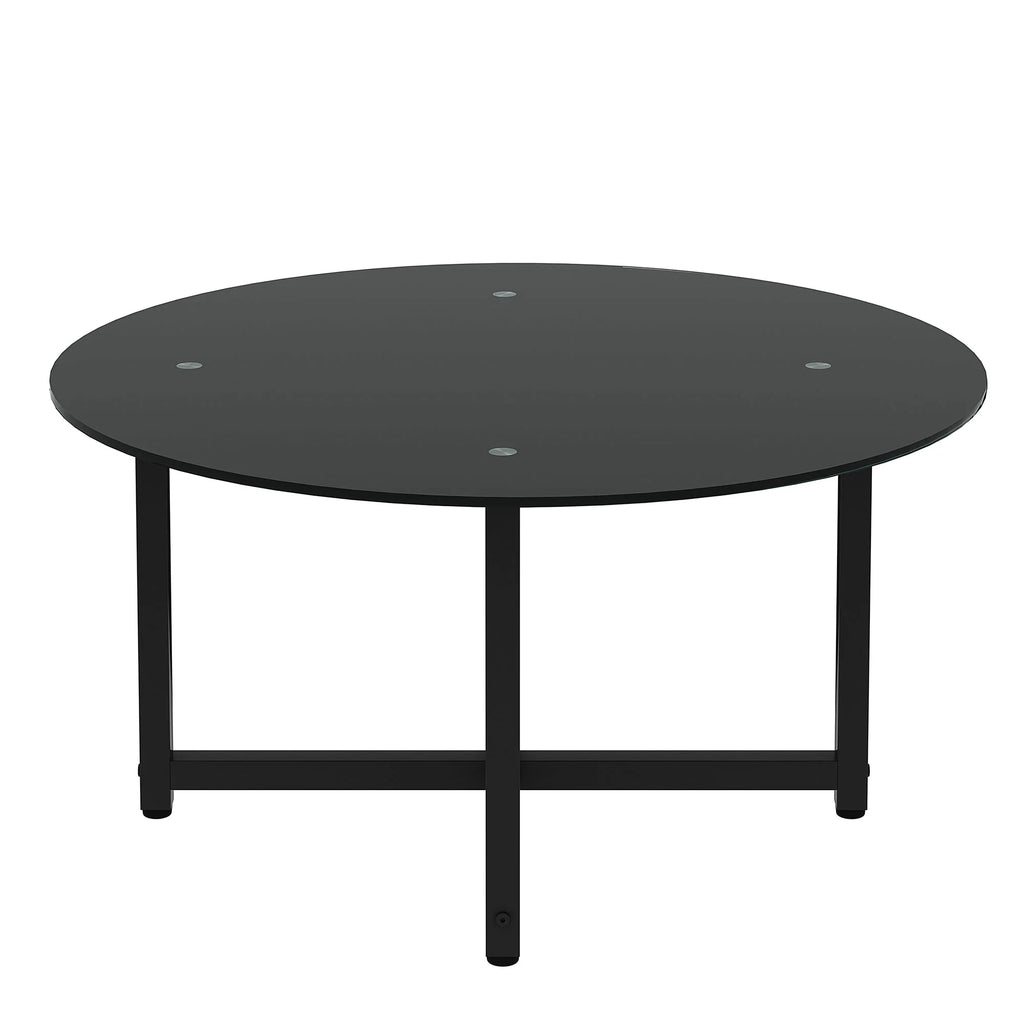 Round Glass Coffee Table with Metal Base Q7924