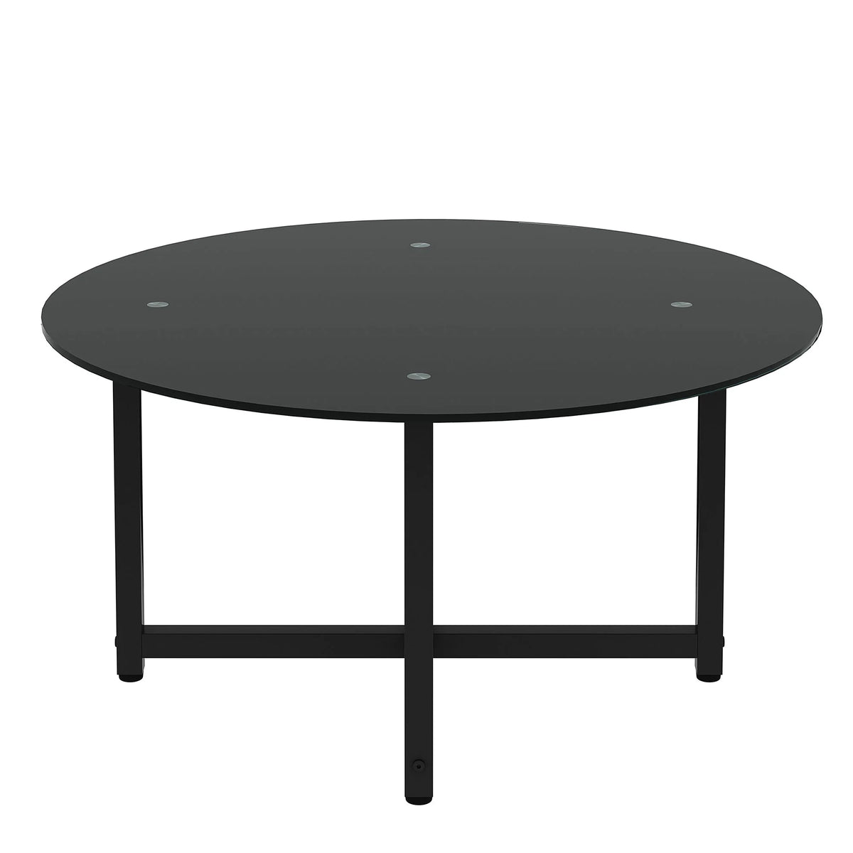 Round Glass Coffee Table with Metal Base Q7924