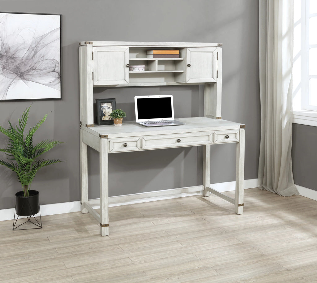 Champagne Oak Engineered Wood Desk with Hutch F252