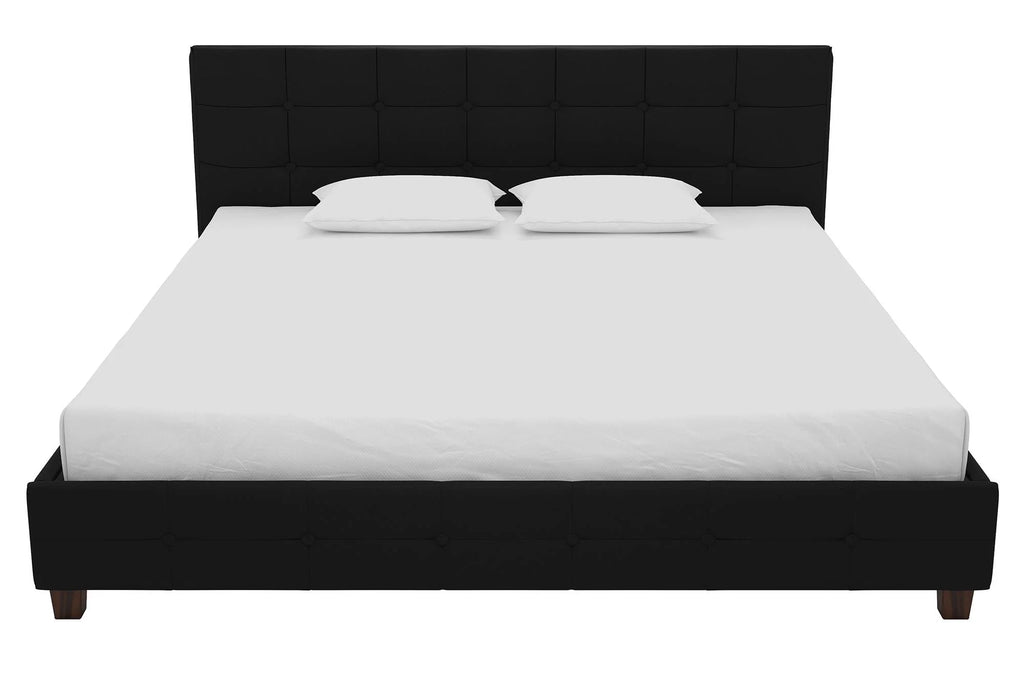Black Linen King Upholstered Platform Bed Frame K37077