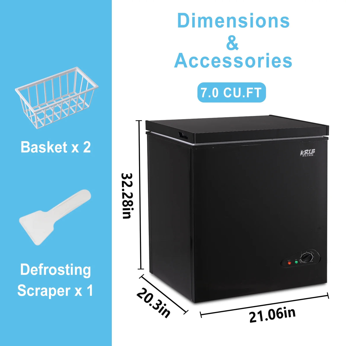 Black 3.5 Cu.ft Chest Freezer with Removable Basket Y50544