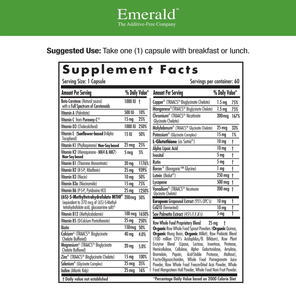 Men's 45+ Multivitamin with CoQ10, Saw Palmetto and Lycopene - 60 Vegetable Capsules I123460