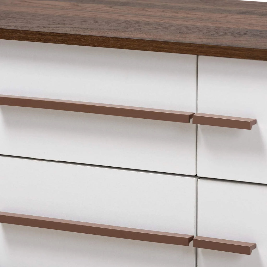 Two-Tone White And Walnut 4-Drawer Wood TV Stand S723
