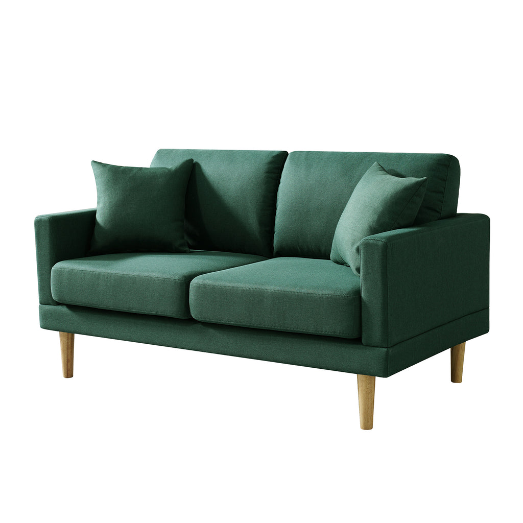 Dark Green Loveseat Sofa with Throw Pillow V809