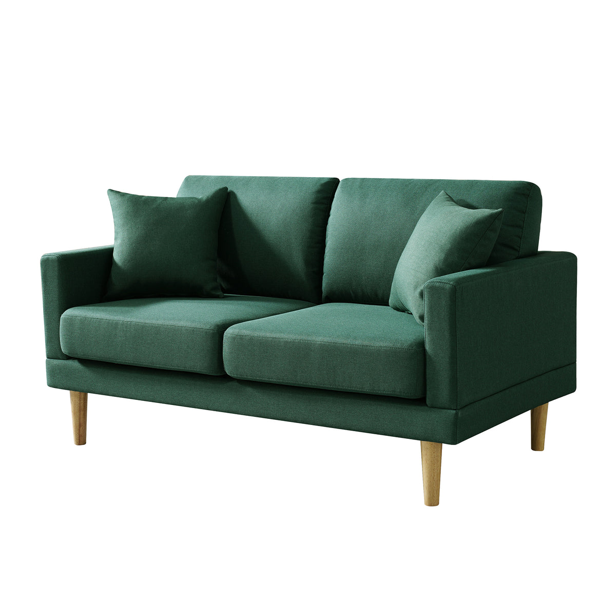 Dark Green Loveseat Sofa with Throw Pillow V809
