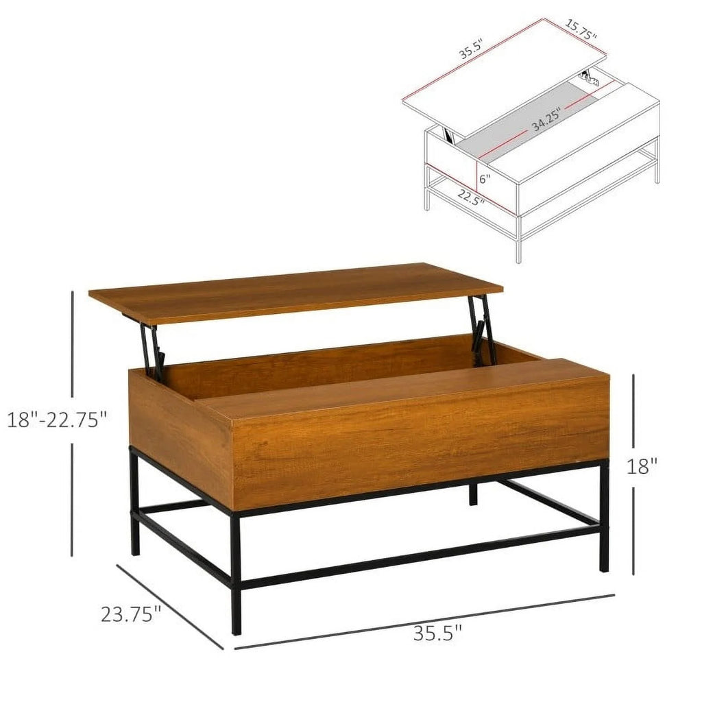 Brown Lift Top Coffee Table with Hidden Storage G3823