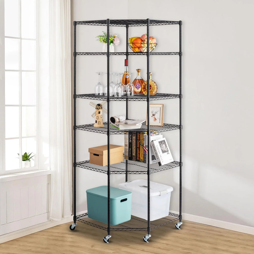 6-Tier Black Wire Shelving Rack N81333