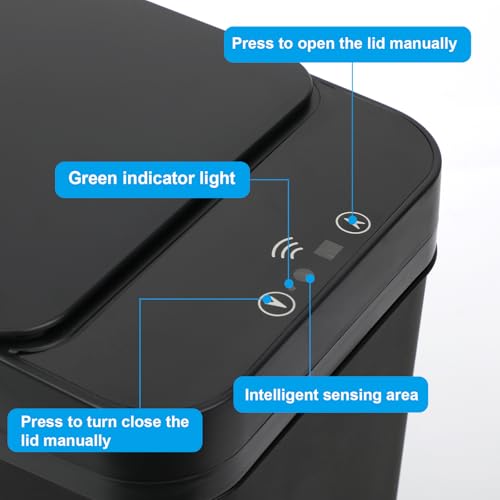 2 Pack 2.4 Gallon Black Touchless Trash Can N1152