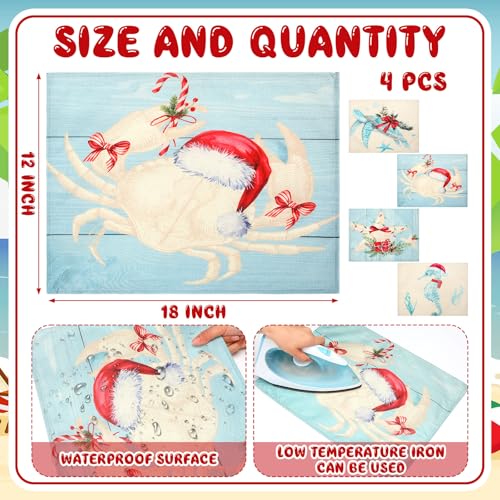 Coastal Christmas Placemats 4 Sets Linen 12 x 18 Inch P49937