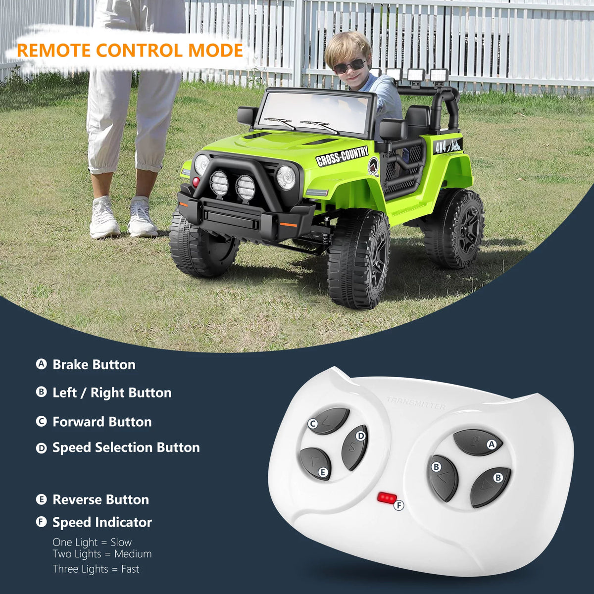 12V Green Kids Ride On Truck with Remote Control R265