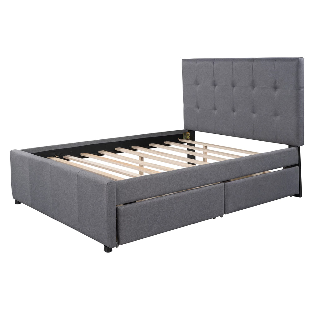 Full Size Upholstered Platform Bed with Two Storage Drawers U911565