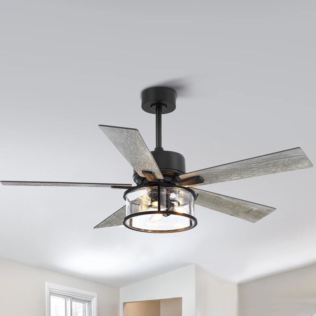 52" Matte Black Reversible Ceiling Fan with Light Kit P738848