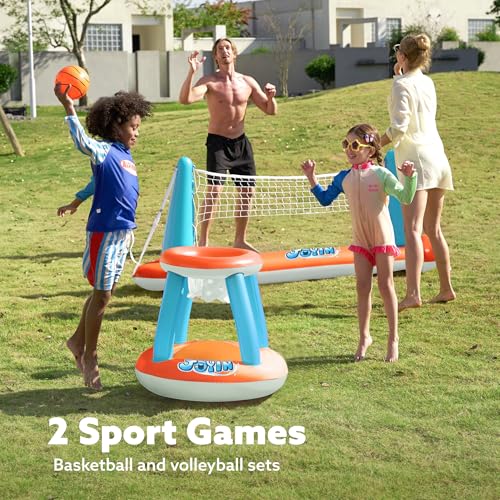 Inflatable Pool Float Set Volleyball Net & Basketball Hoops G90242
