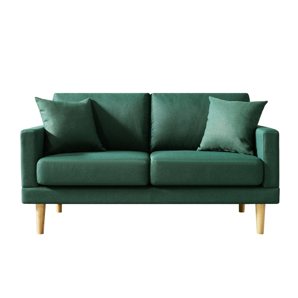Dark Green Loveseat Sofa with Throw Pillow V809