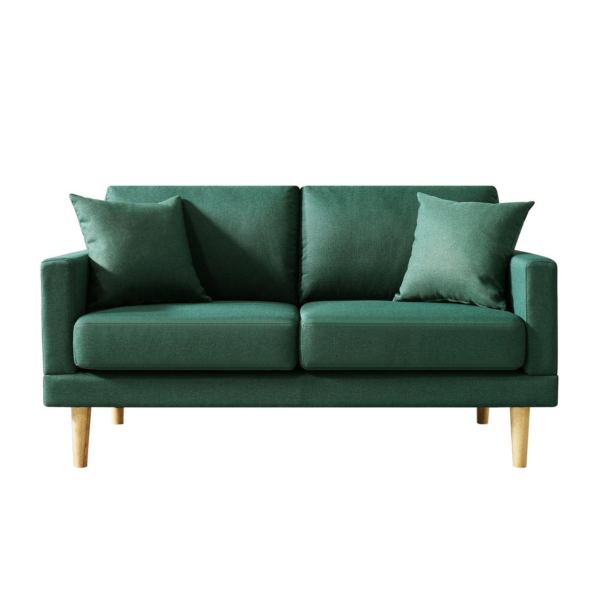 Dark Green Loveseat Sofa with Throw Pillow V809