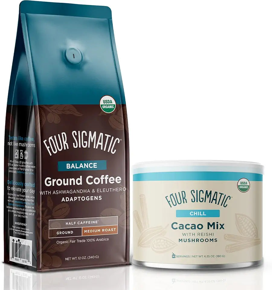 Organic Cacao Powder with Reishi Mushroom and Adaptogen Ground Coffee Q587