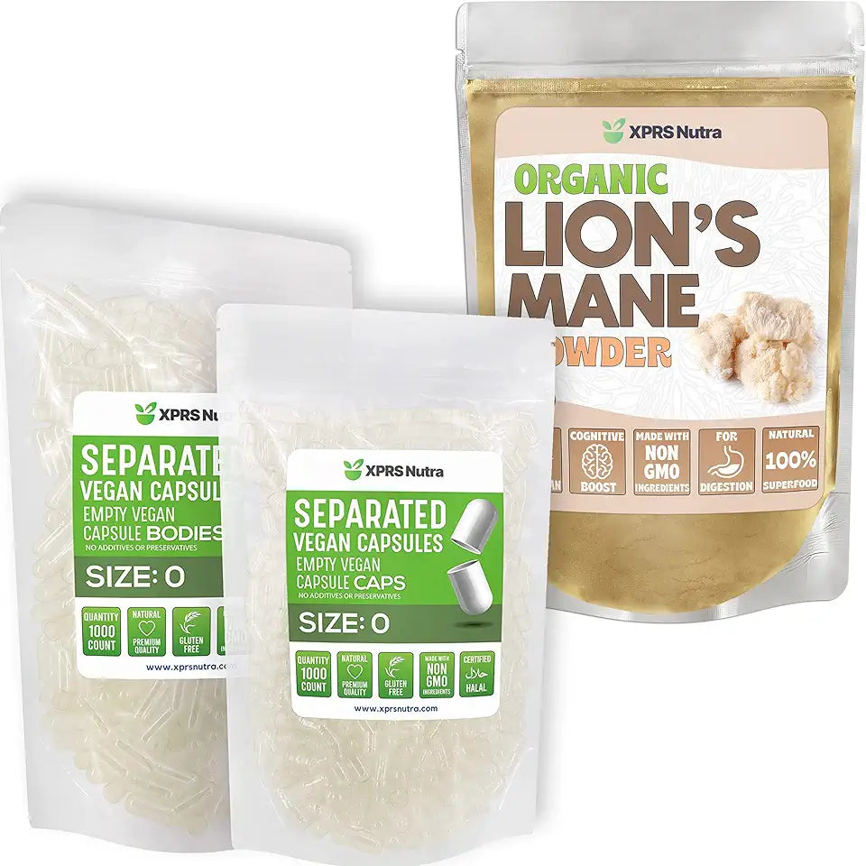 Size 0 Capsules with Lion's Mane Powder Bundle L2105