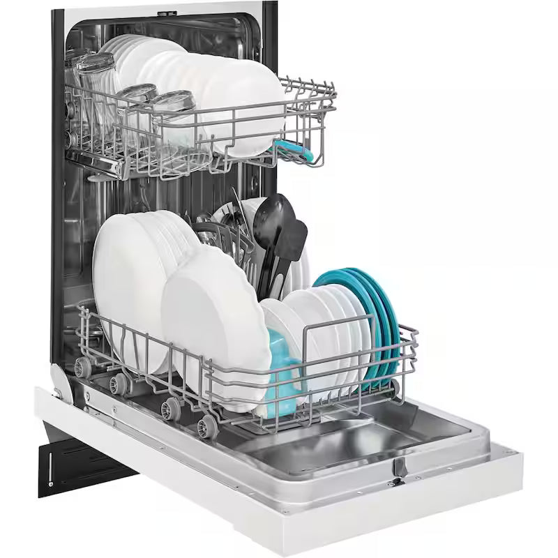 White 18 in. Built-In Dishwasher with Stainless Steel Tub E492