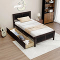 Twin Size Wooden Bed Frame with 2 Storage Drawers H905198
