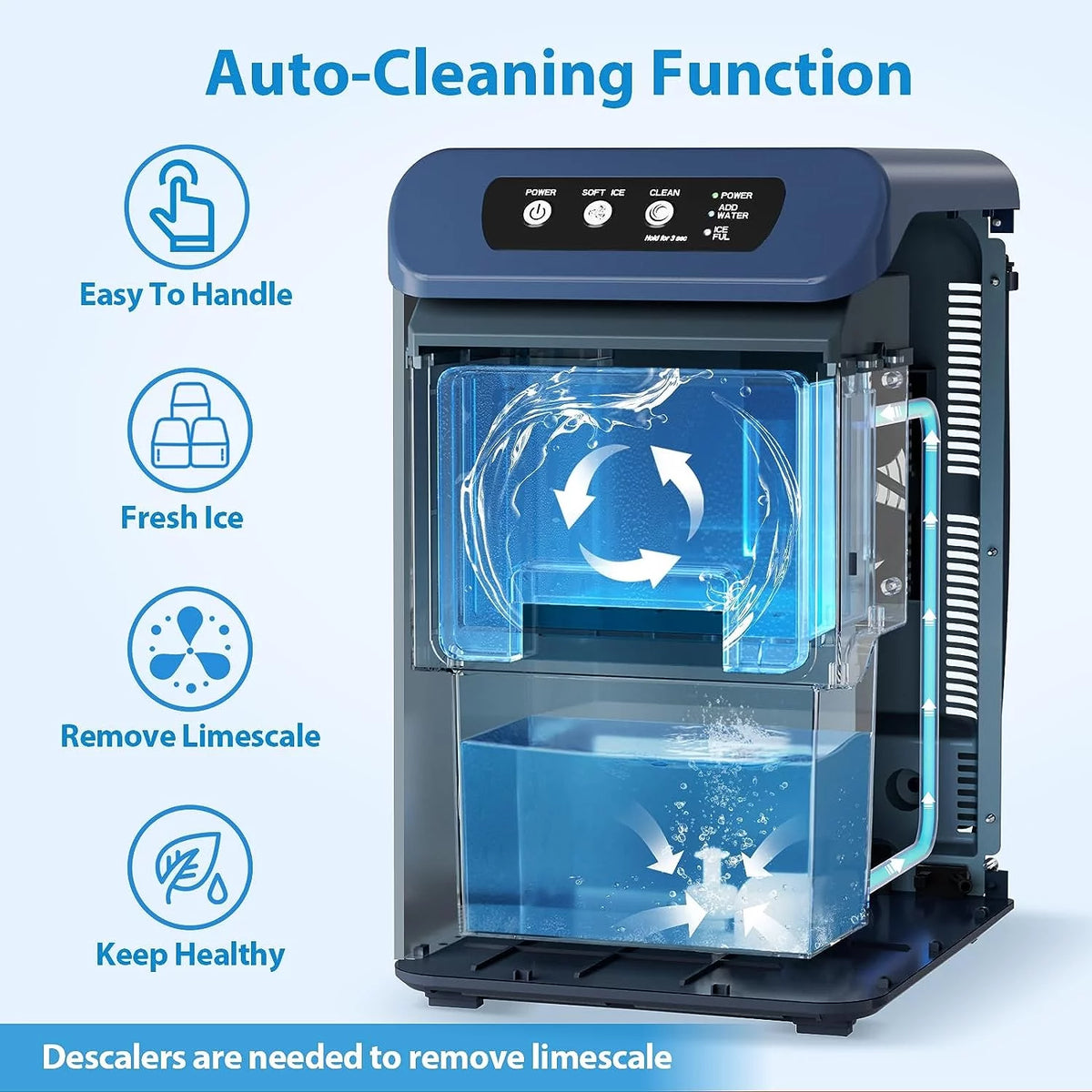 Nugget Ice Maker Countertop, 55 lbs/Day, Self-Cleaning, Stainless Steel X7546