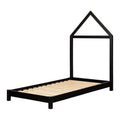 House Frame Headboard Bed Matte Black A24626