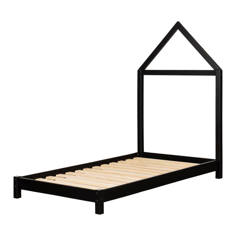House Frame Headboard Bed Matte Black A24626