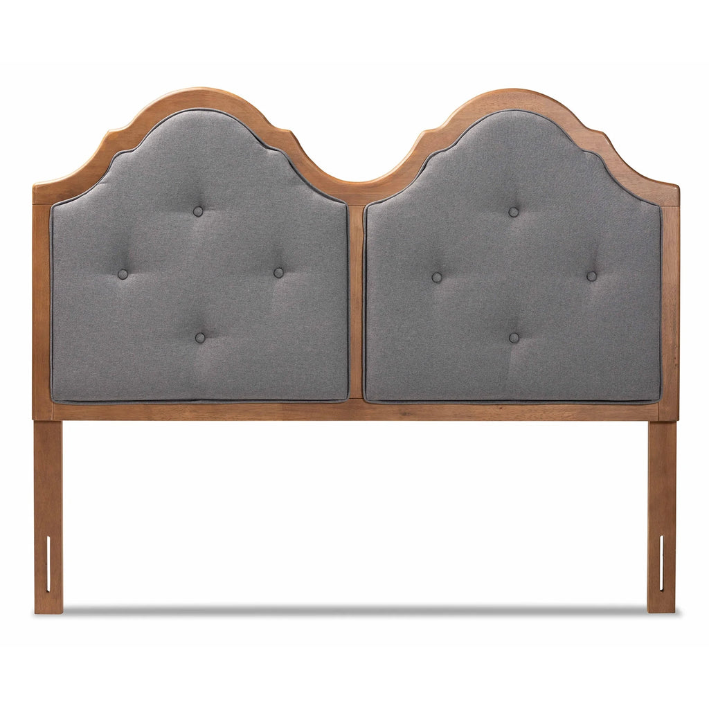 Grey Fabric and Wood Arched Headboard Y50729