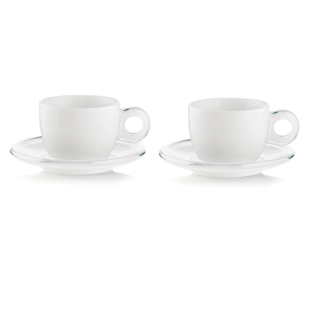 Set of 2 Cappuccino Cups With Saucers Sky Grey Z148