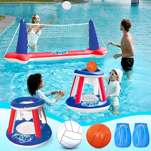 Inflatable Pool Float Set Volleyball Net & Basketball Hoops G90242