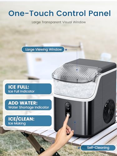 Portable Countertop Nugget Ice Maker 34Lbs/Day Self-Cleaning J182