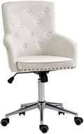 White Tufted Velvet Swivel Desk Chair C7899