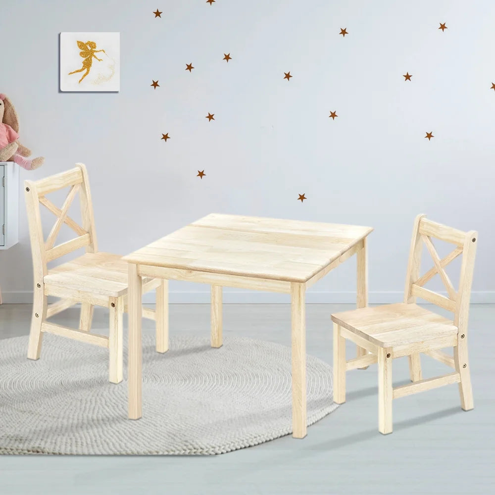 Solid Hard Wood Kids Table and Chair Set, 3 Pieces M2332