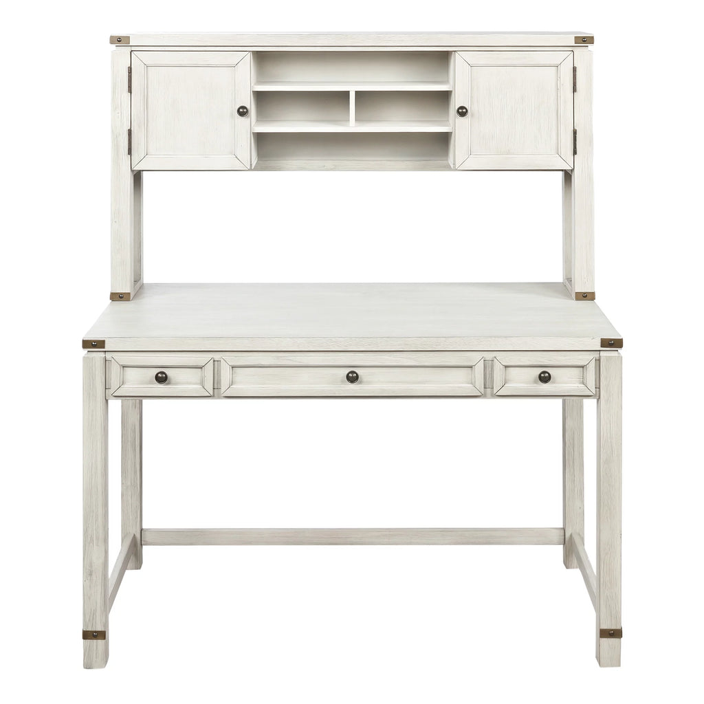Champagne Oak Engineered Wood Desk with Hutch F252