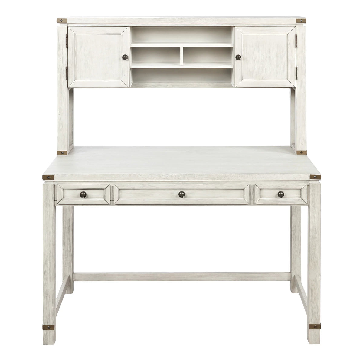 Champagne Oak Engineered Wood Desk with Hutch F252