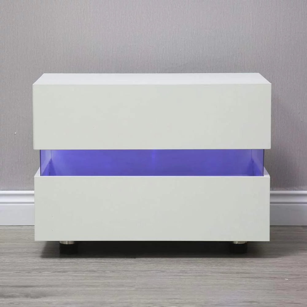 White High Gloss 2 Drawer Nightstand F62745