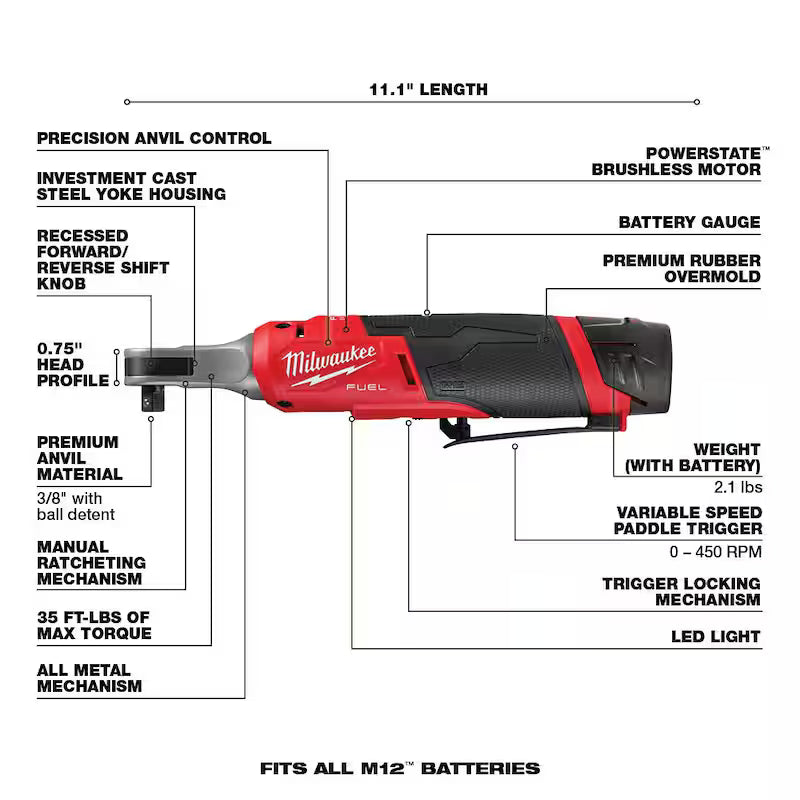 12V Lithium-Ion Brushless Cordless 3/8 in. Ratchet R45763