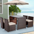 5 Pieces Patio Dining Set Rattan Chairs Glass Table T17376