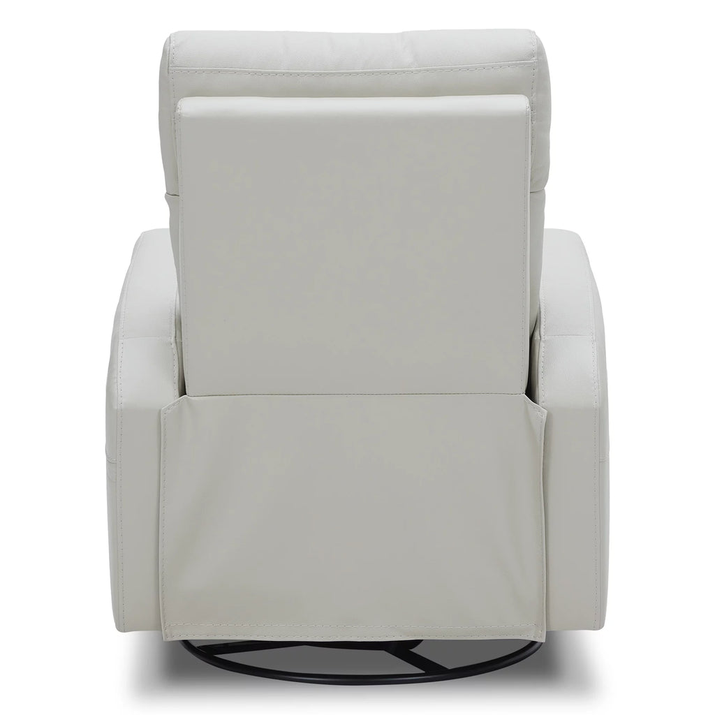 White Leather Power Swivel Glider Recliner L65696