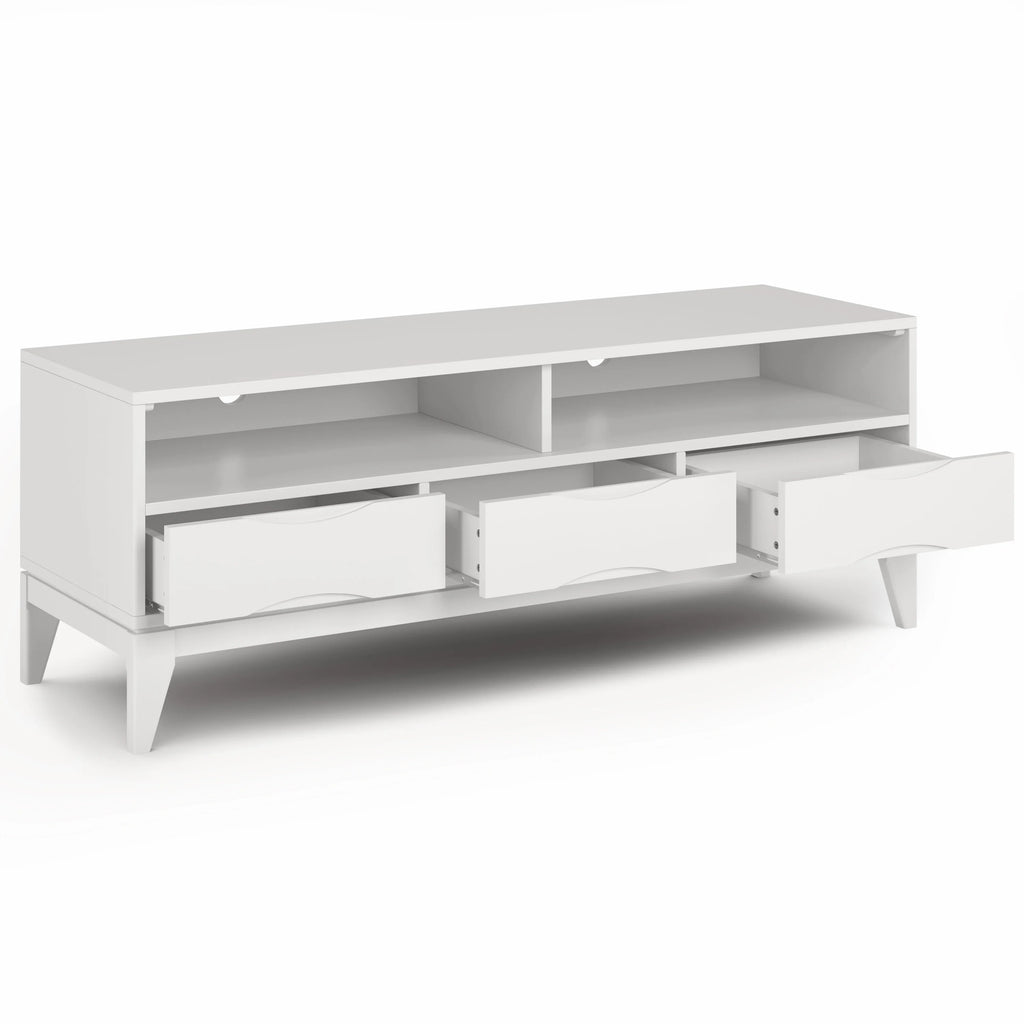 White 60 inch Wide Solid Hardwood TV Media Stand Z11066