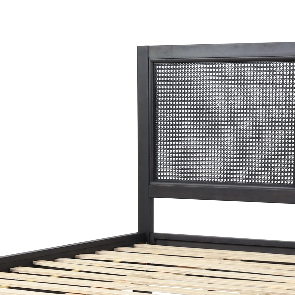 Acacia Wood and Rattan Queen Bed P82428
