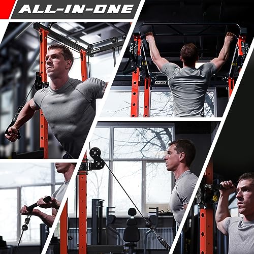 Multi-Function Squat Rack Power Cage with Cable Crossover System E741
