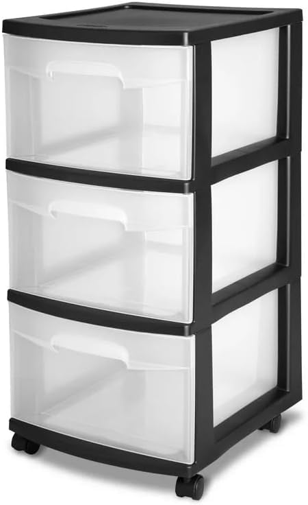 Plastic Storage Drawer Cart with 3 Drawers, White T247